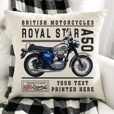 Personalised Motorbike Cushion Cover BSA  A50 Royal Star British Bike Gift VBC05