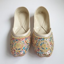 Colourful Indian Ballerina Flats Womens UK 5 Sequin Summer Party Shoes