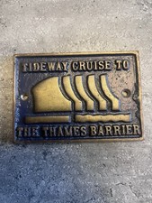 Vintage Brass Waterways Collectible Plaque TIDEWAY CRUISE TO THAMES BARRIER