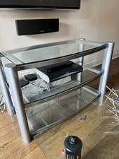 Soundstyle Horizontal Hi-Fi / AV / TV Rack - Coated Steel with Clear Glass