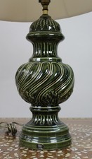Large Royal Doulton Green Glazed Table Lamp with Shade