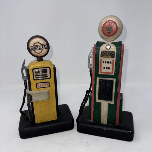 Vtg hand carved gas pump - carved,