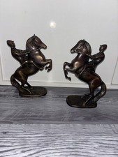 Two Antique Solid Bronze Horse