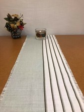 54 x 11 inch Linen TABLE RUNNER Duck EGG blue / Ivory