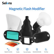Selens 6 in 1 Magnetic Speedlite Flash Modifier Kit Sphere Grip Bounce Diffuser