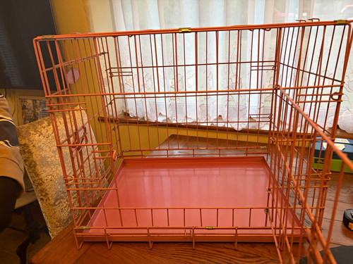 Pink metal folding - metal, dog