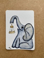 Original elephant ACEO