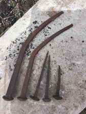 Small Quantity Of Antique Blacksmith Made Iron Nails Longest 12 "
