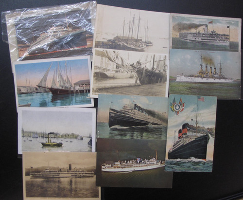 Lot vintage postcards - vintage, ships