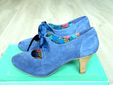 Clarks Laced Heeled Ladies Shoes Midnight Blue Suede Size 3E / 35.5