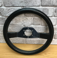 Genuine Momo JPS 2 spoke black leather 350mm steering wheel. RARE 7C
