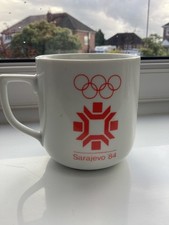 Sarajevo Winter Olympics 1984 Coffee Mug White/Orange - excellent condition 