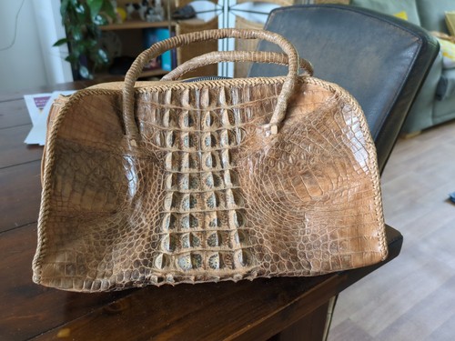 Crocodile skin handbag vintage - crocodile,