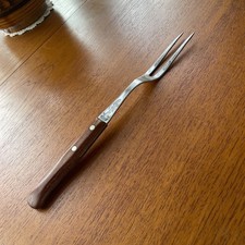 Vintage Prestige Meat  Fork Wooden Handle Stainless Steel  Kitchen Utensil
