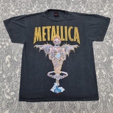 Vintage Metallica T Shirt Size Large 1990's Pushead Flaming Skull King Nothing 