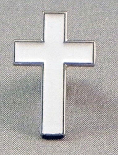 White cross pin badge