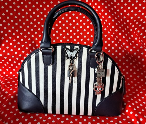 Goth striped handbag grab - striped,