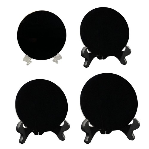 Black obsidian disc circle - black,