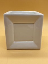 Square Bevelled White Glazed Ceramic Cube Box Shaped Indoor Planter