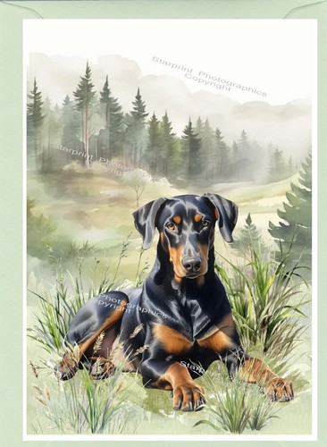 Dobermann dog greetings card - dobermann,