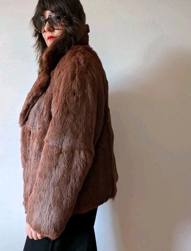 Vintage 1970s brown coney fur - brown,