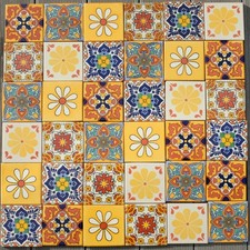 36 AUTHENTIC MEXICAN TILES Large SUNRISE MIX