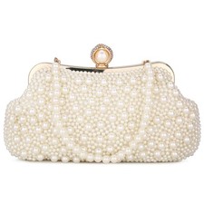 Women Evening Clutch Bag Wedding Beaded Pearl Clutch Purse Bridal Handbag