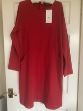New Peter Hahn Ladies Red Dress knitted Cotton Polyester  Size 44/18 Bnwt