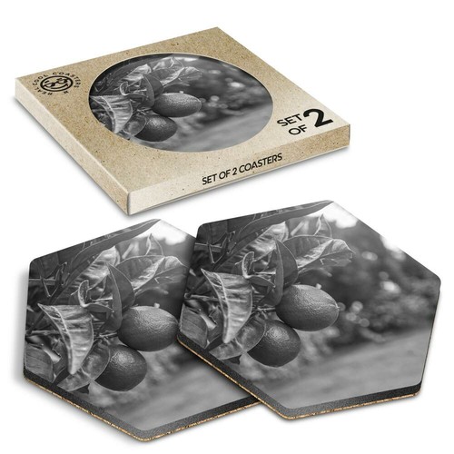 Hexagon coasters bw - coasters,