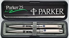 Vintage Parker 25 Ballpoint Pen & Mechanical Pencil Set with WHL Logo From 1985