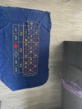 Vintage blue roulette layout cloth - John Huxley London - in wool