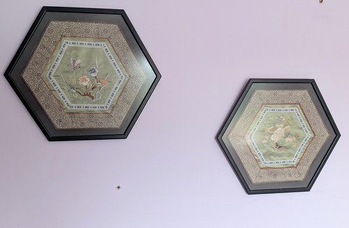 Vintage framed silk - vintage,