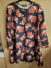 Miss Look Womens Black Skater Long Sleeved Dress Size UK S/M