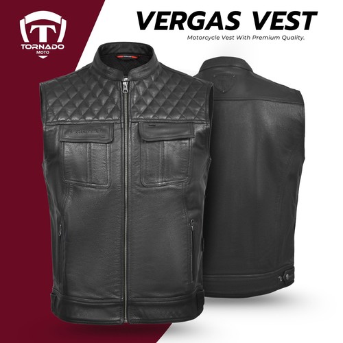 Mens leather biker vest - biker,