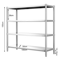 90/180cm Stainless Steel Restaurant Kitchen Shelving Unit Storage Rack uk