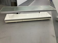 Large DWELL 3-Drawer White High Gloss Frosted Glass Floating Shelf TV Media Unit