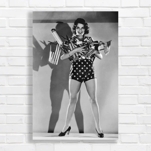 Retro patriotic pin canvas - retro, pin-up