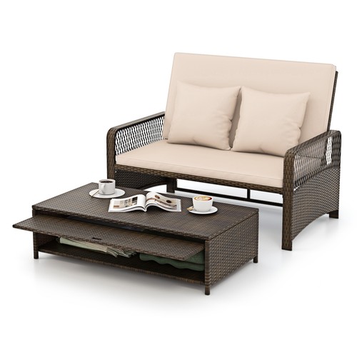Patio adjustable wicker daybed - patio,