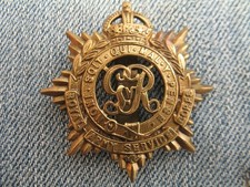 Original British Army Brass Cap Badge Royal Army Service Corps RASC George V #1
