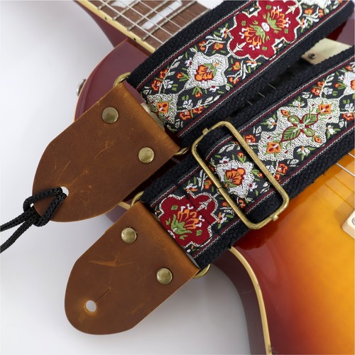 Embroidered guitar strap - embroidered,