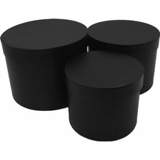 Round Black Flower Hat Boxes