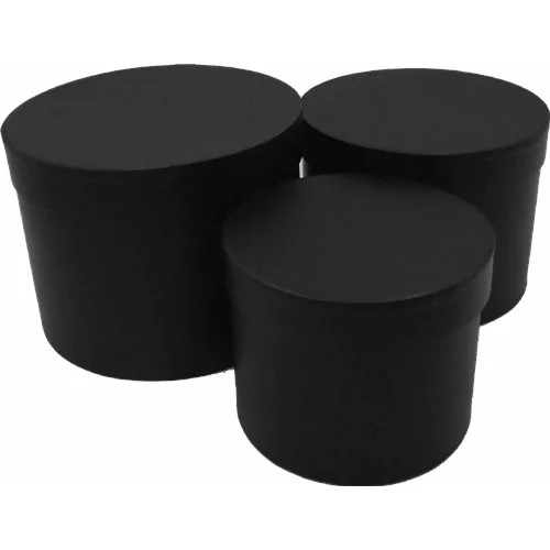 Round black flower hat - black, boxes