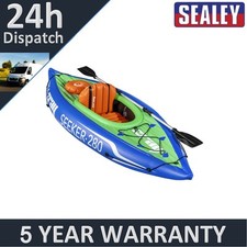 Sealey Dellonda Inflatable 1-Person Kayak Kit Pump Carry Bag Oar Blue/Green
