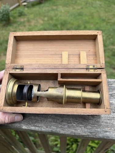 Antique brass drum microscope - antique,