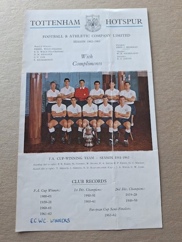 Spurs memorabilia 1962 63 - spurs,