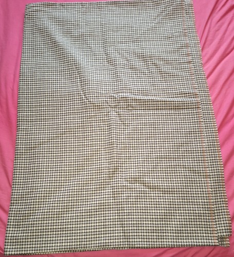 Brown check wool type fabric - wool,
