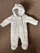 Unisex Baby Hooded Snowsuit Grey 3-6 Months