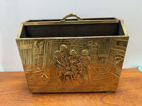 Vintage brass magazine rack - magazine, by