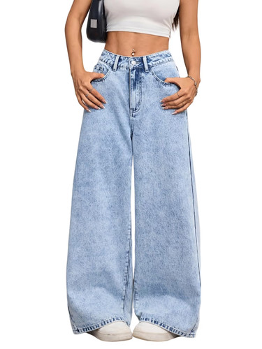 Women baggy jeans - wide, leg