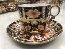 VTG ROYAL CROWN DERBY Tea Coffee Cup & Saucer Set Traditional Imari 2.75 In 2451